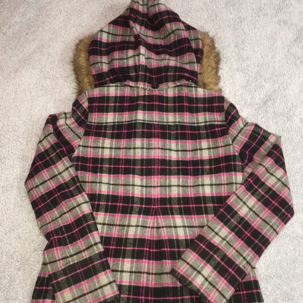 Y2K~PINK Victoria’s Secret Pink Plaid wool coat M - Picture 7 of 9